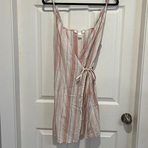 Striped Wrap Mini Dress